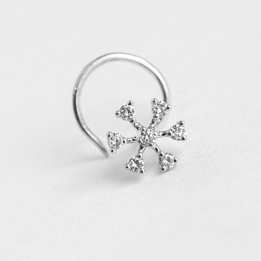 18ct Gold Diamond Cluster Wire Back Nose Stud. - Image 5