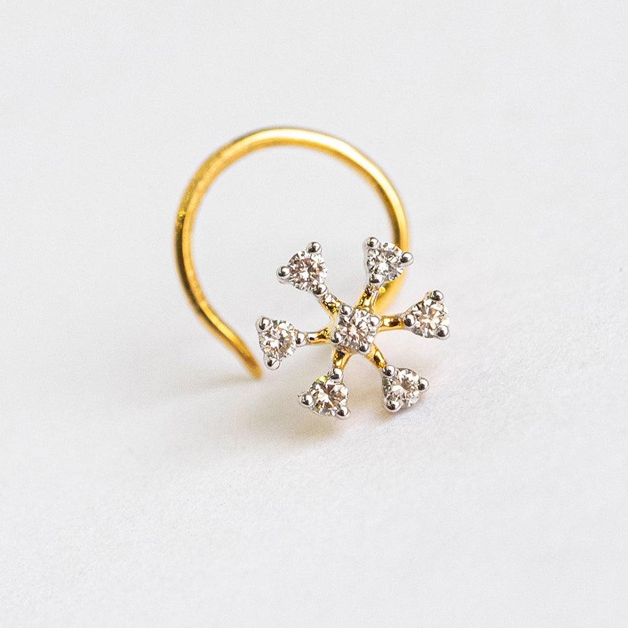 18ct Gold Diamond Cluster Wire Back Nose Stud. - Image 6