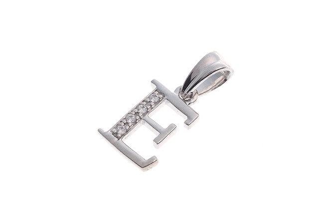 'E' Initial Pendant 18ct White Gold Cubic Zirconia - Gold letter pendant