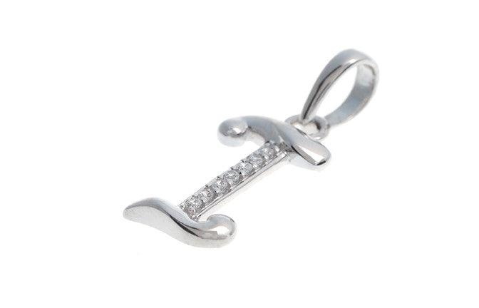 'I' Initial Pendant 18ct White Gold Cubic Zirconia - White gold jewellery - Image 3