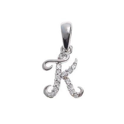'K' Initial Pendant 18ct White Gold Cubic Zirconia - Sparkle and shine - Image 2