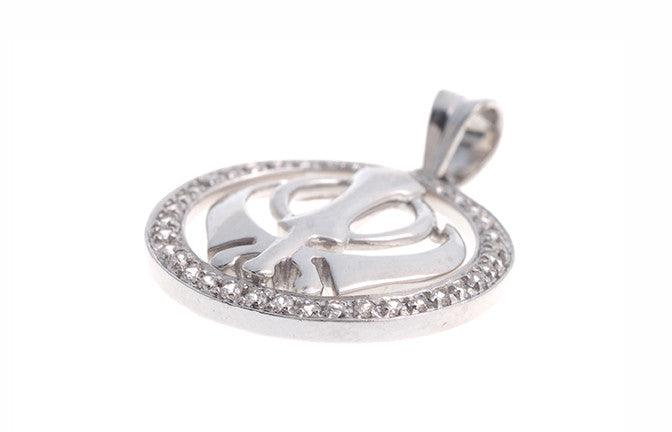 18ct White Gold Cubic Zirconia Khanda Pendant - Religious pendant - Image 3