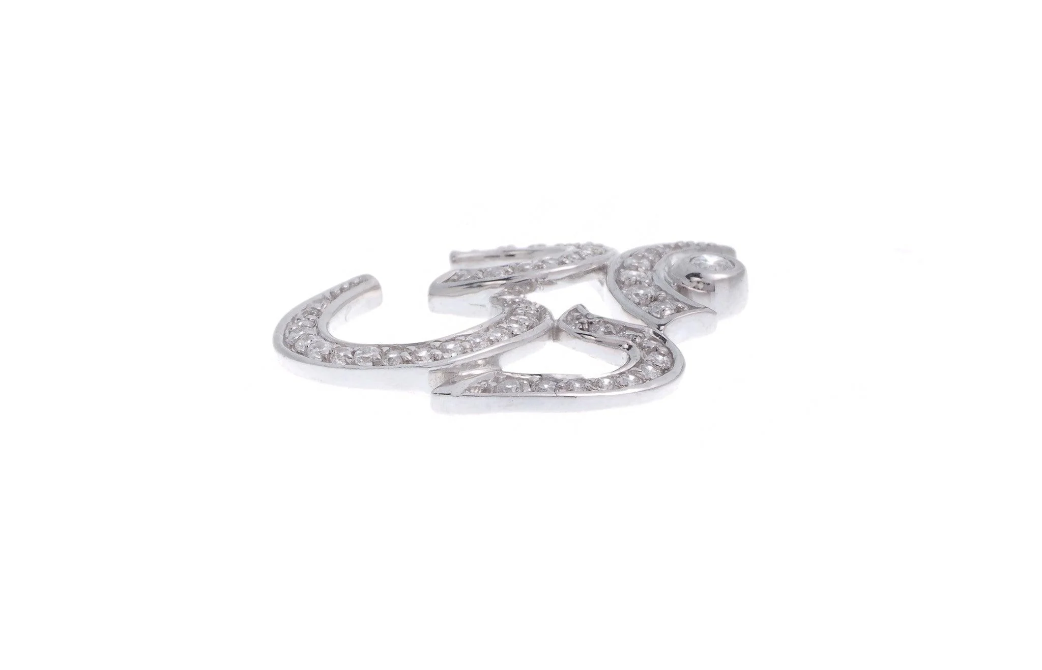 18ct White Gold Cubic Zirconia Om Pendant - Spiritual jewellery - Image 3