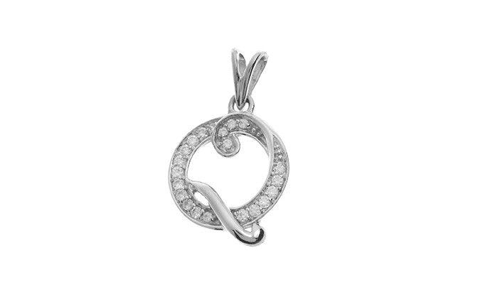 'Q' Initial Pendant 18ct White Gold Cubic Zirconia - Gold initial pendant - Image 2