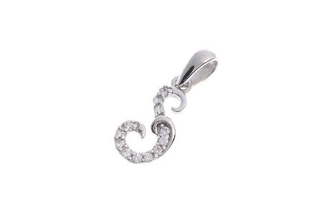 'S' Initial Pendant 18ct White Gold Cubic Zirconia - Personal gift