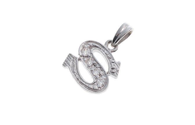 'S' Initial Pendant 18ct White Gold Cubic Zirconia - Initial jewellery
