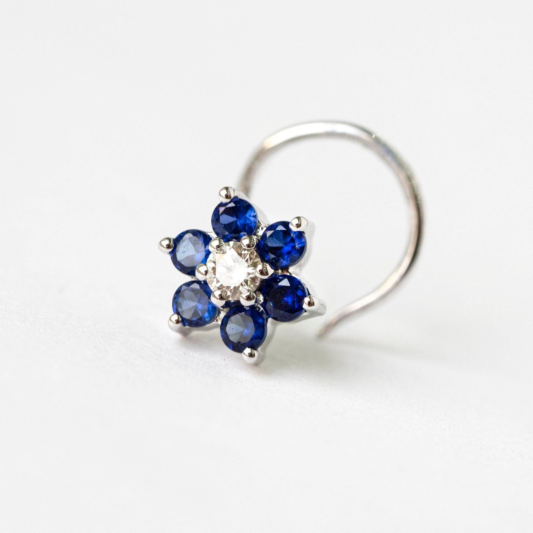 18ct Gold Diamond and Gemstone Wire Coil Back Nose Stud. - Image 7