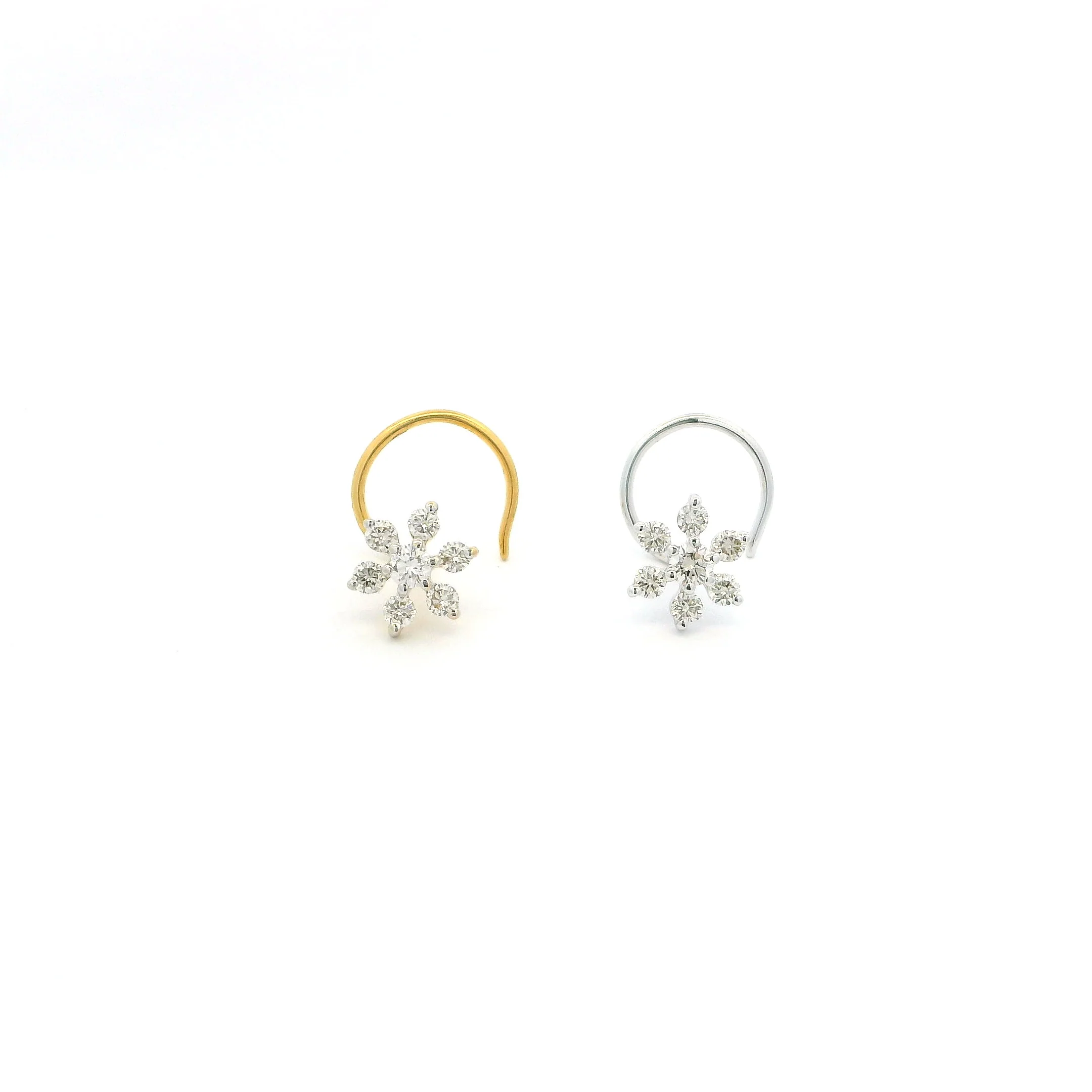 18ct Gold Diamond Cluster Nose Stud | Wire Coil Back Piercing