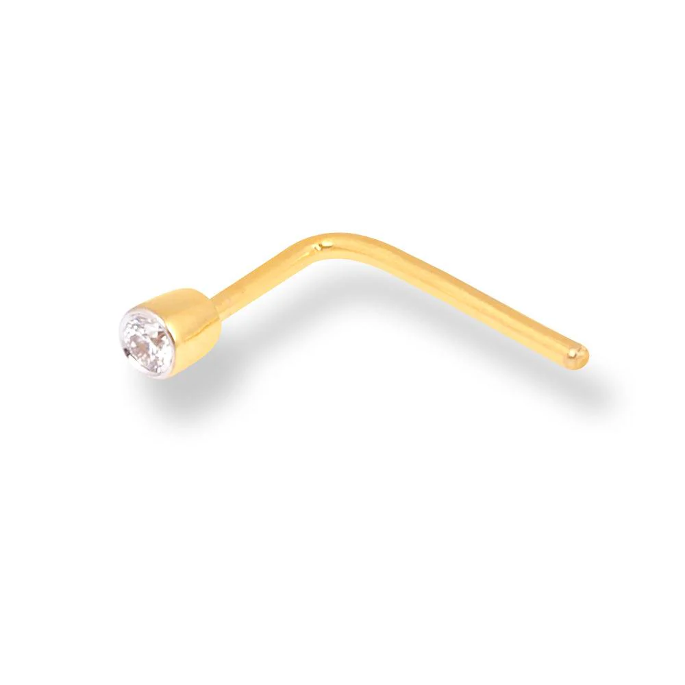 18ct Gold Diamond L-shaped Back Nose Stud with Bezel (Rub Over) Setting. - Image 5
