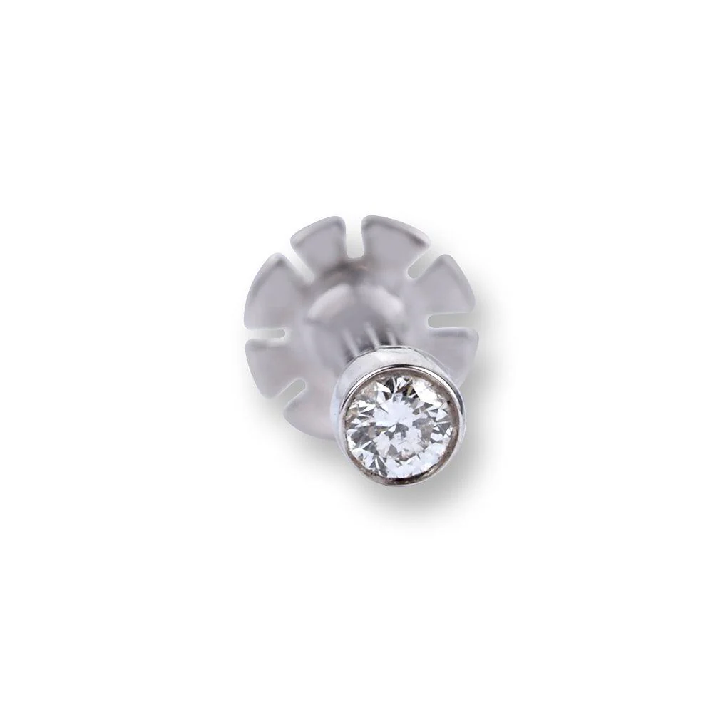18ct Gold Diamond Screw Back Nose Stud with Bezel (Rub Over) Setting - Image 4