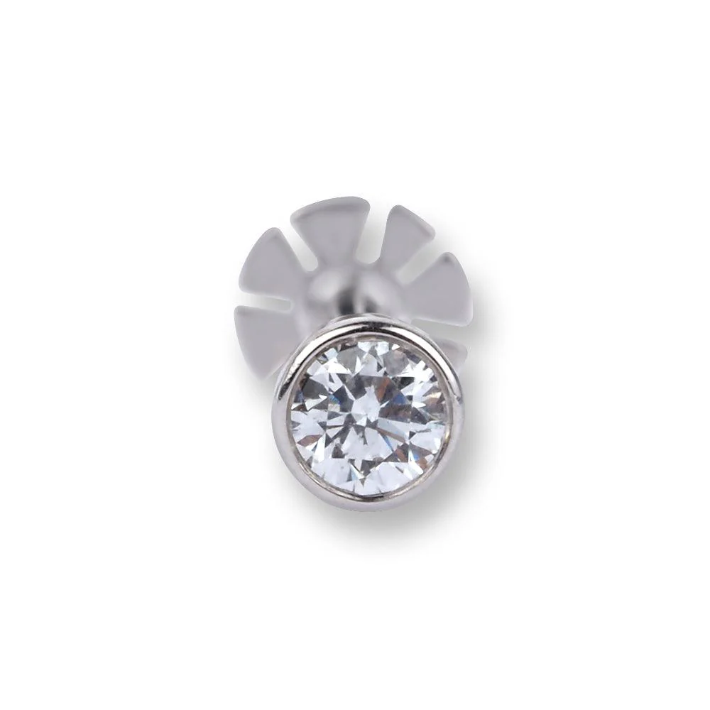 18ct Gold Diamond Screw Back Nose Stud with Bezel (Rub Over) Setting - Image 6