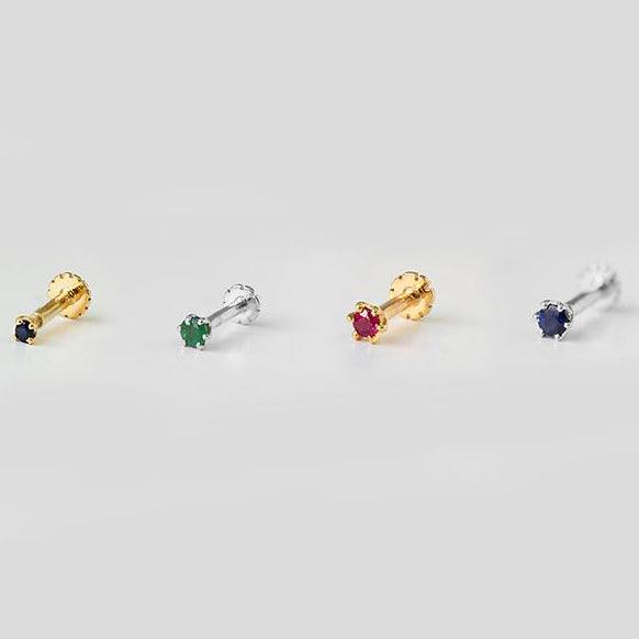 18ct Gold Emerald┋Ruby┋Sapphire Screw Back Nose Stud (0.02ct - 0.40ct) - Image 5