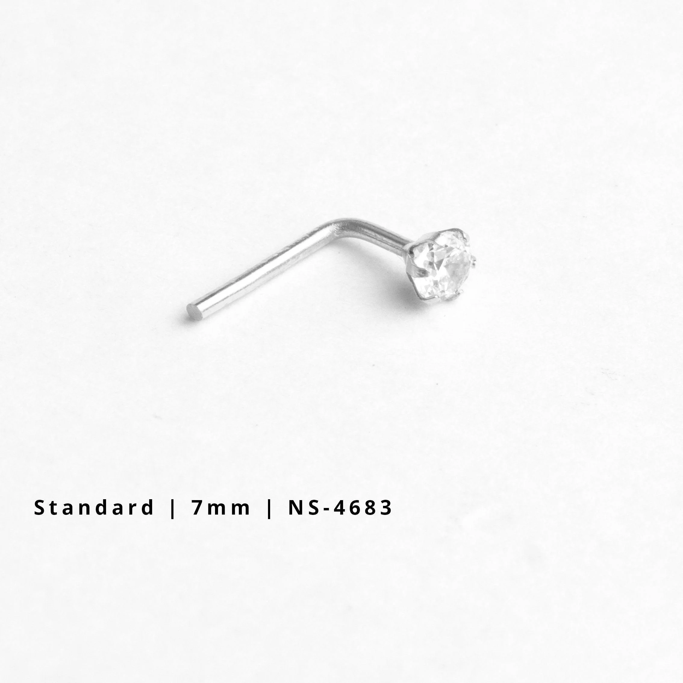 18ct Gold Nose Stud L-Shaped back with a Cubic Zirconia Stone (2mm - 4.5mm) - Image 16