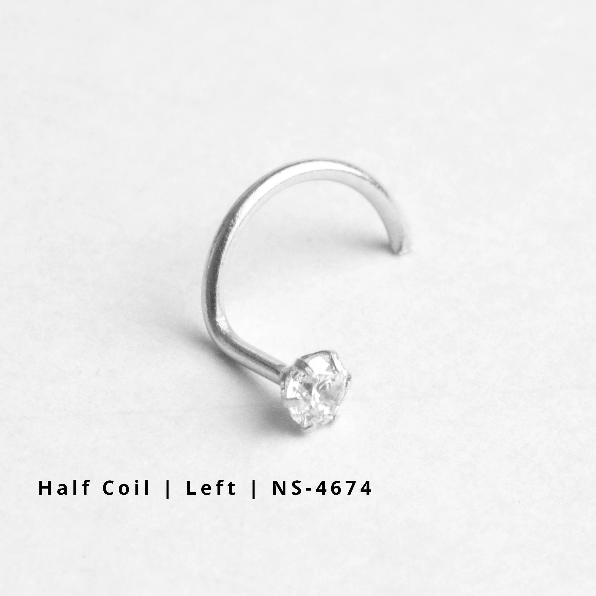 18ct Gold Nose Stud wire coil back with a Cubic Zirconia Stone (2mm - 5mm) - Image 19