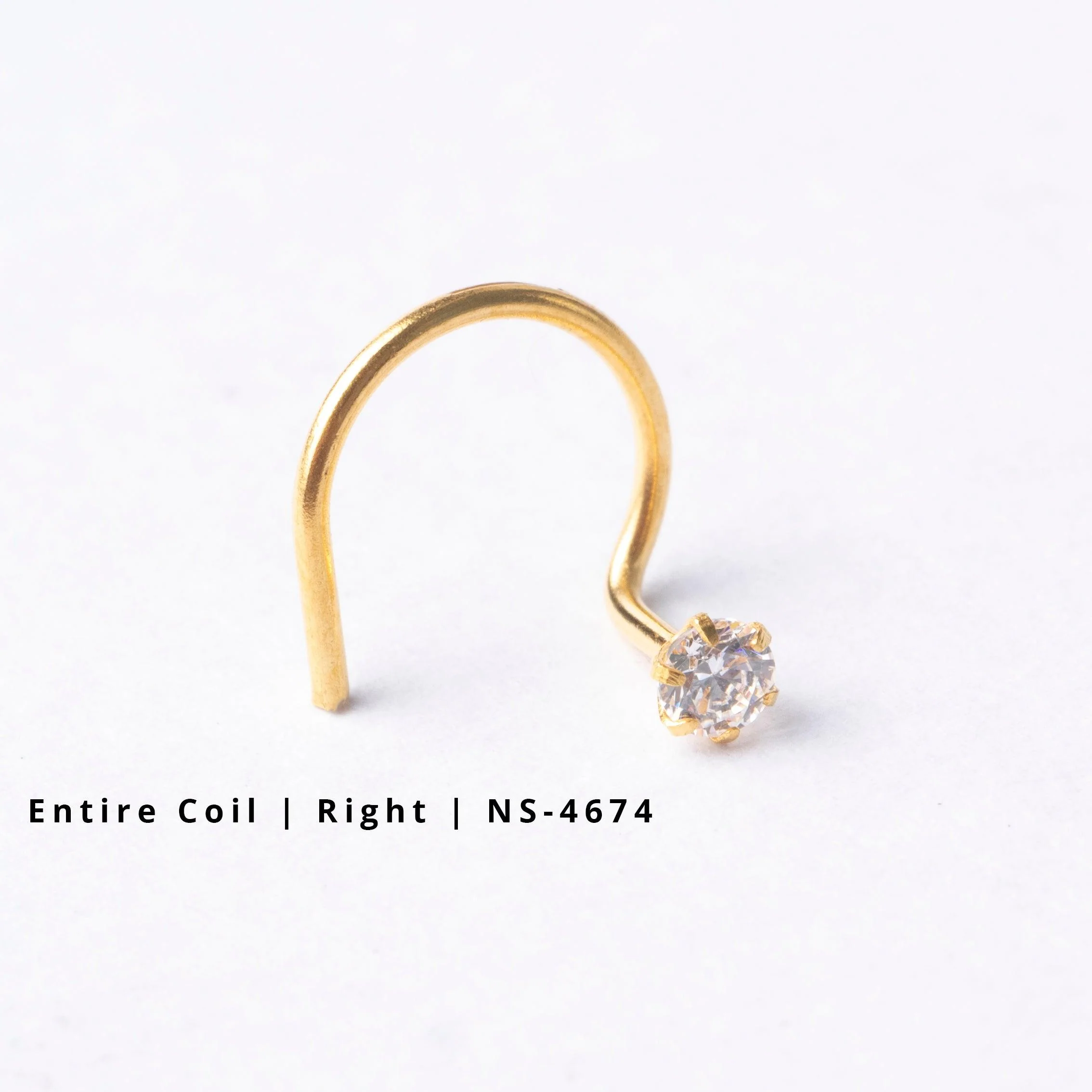 18ct Gold Nose Stud wire coil back with a Cubic Zirconia Stone (2mm - 5mm) - Image 4