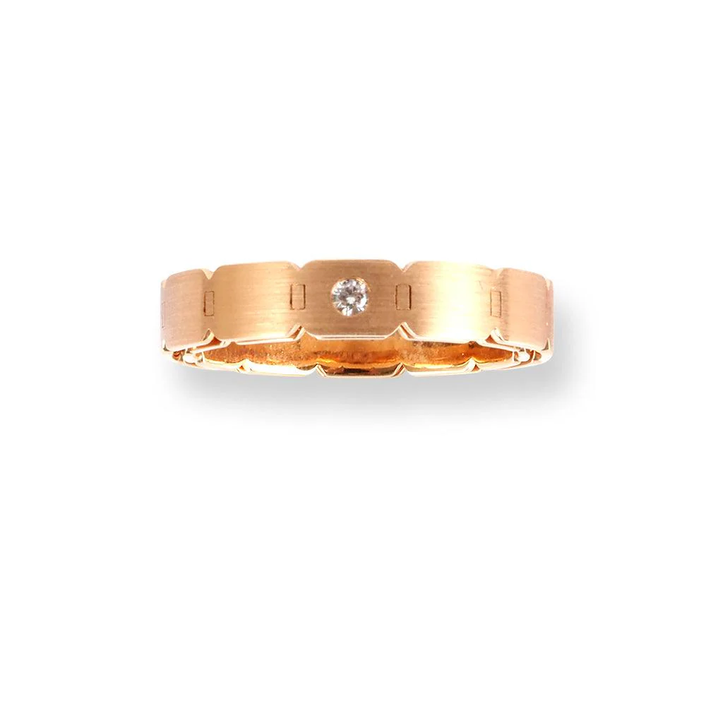 18ct Rose Gold Band With Suspended In Ring | Size M½ - Image 3