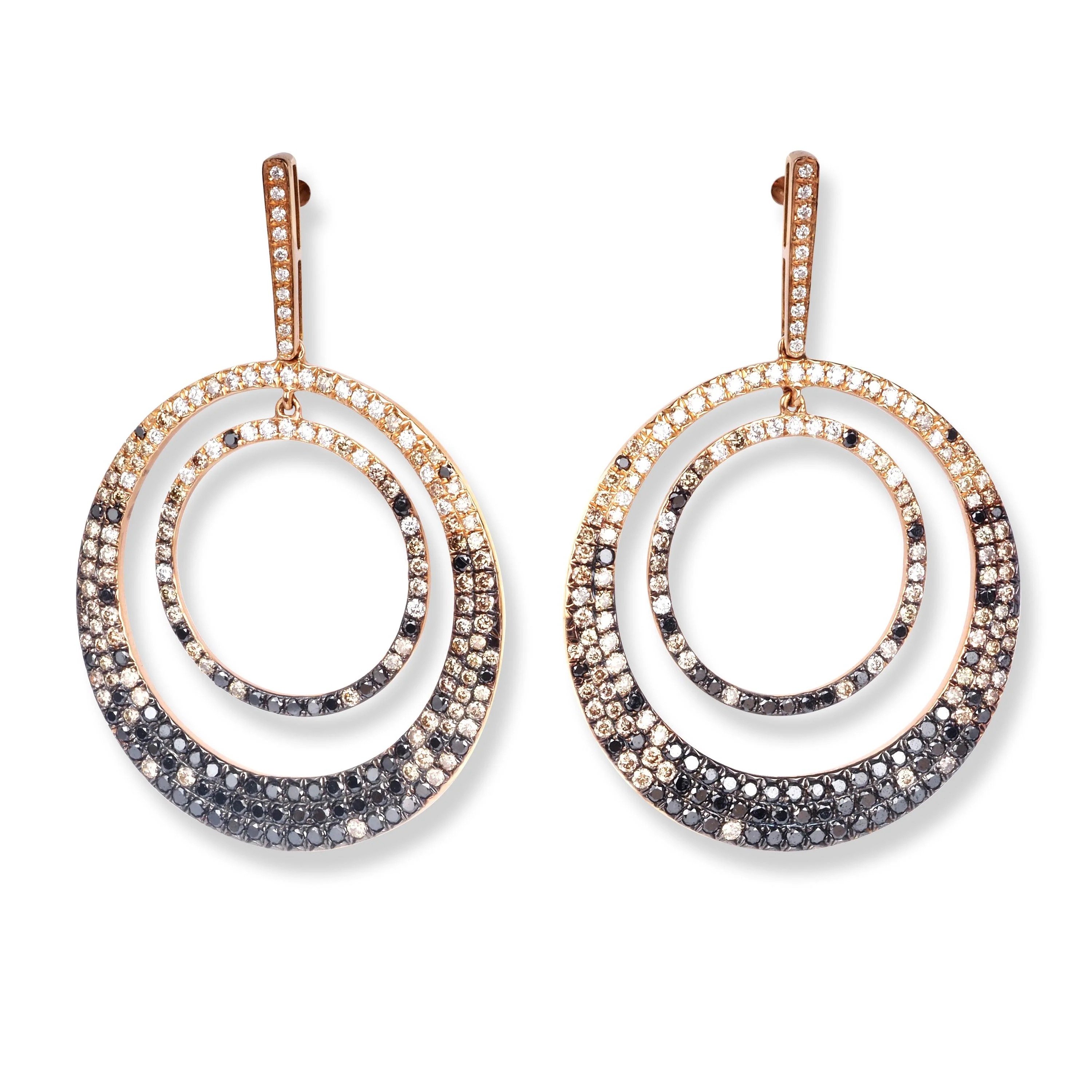 18ct Rose Gold Black, Brown & White Diamond Earrings HF04877EC-RBDB - Image 3