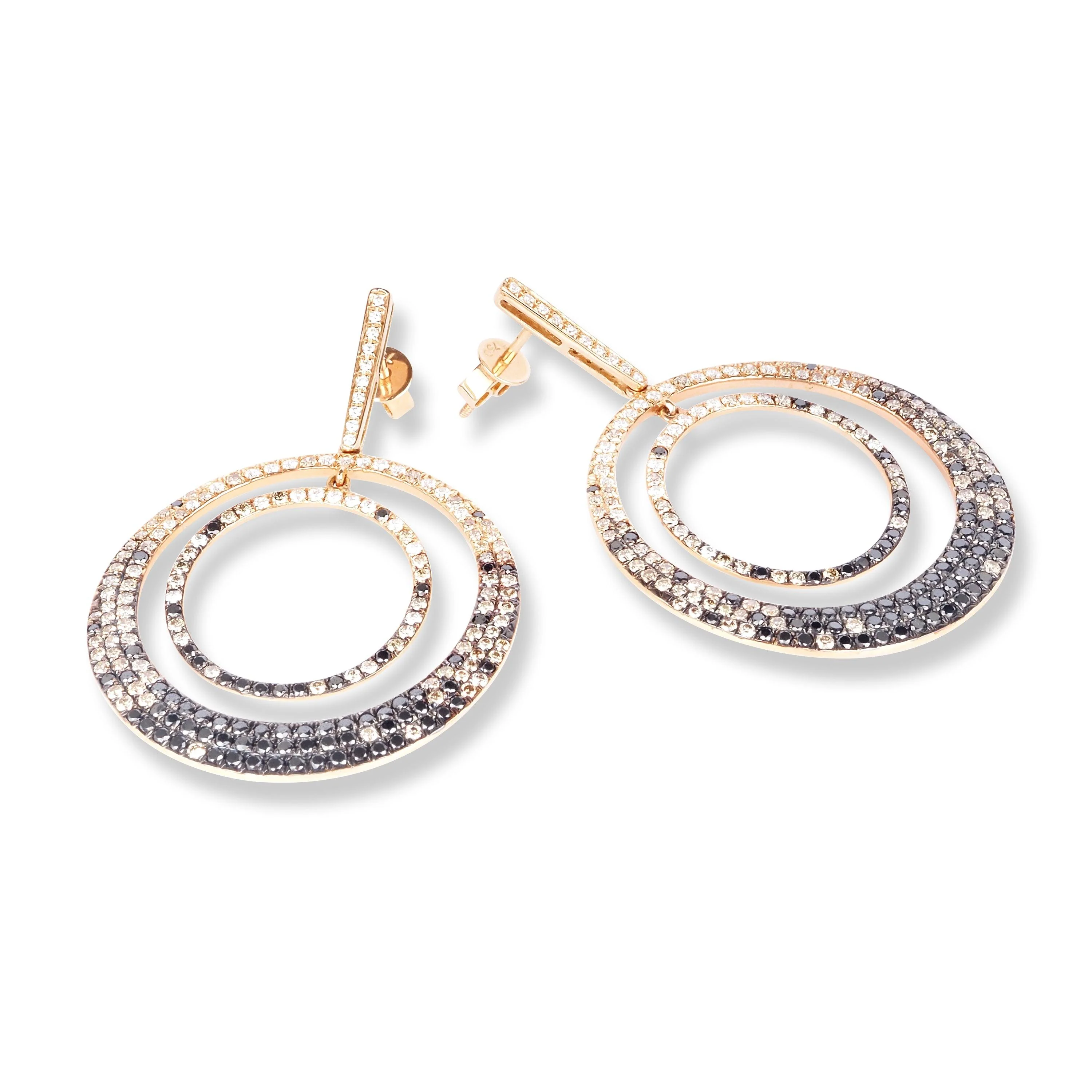 18ct Rose Gold Black, Brown & White Diamond Earrings HF04877EC-RBDB - Image 4