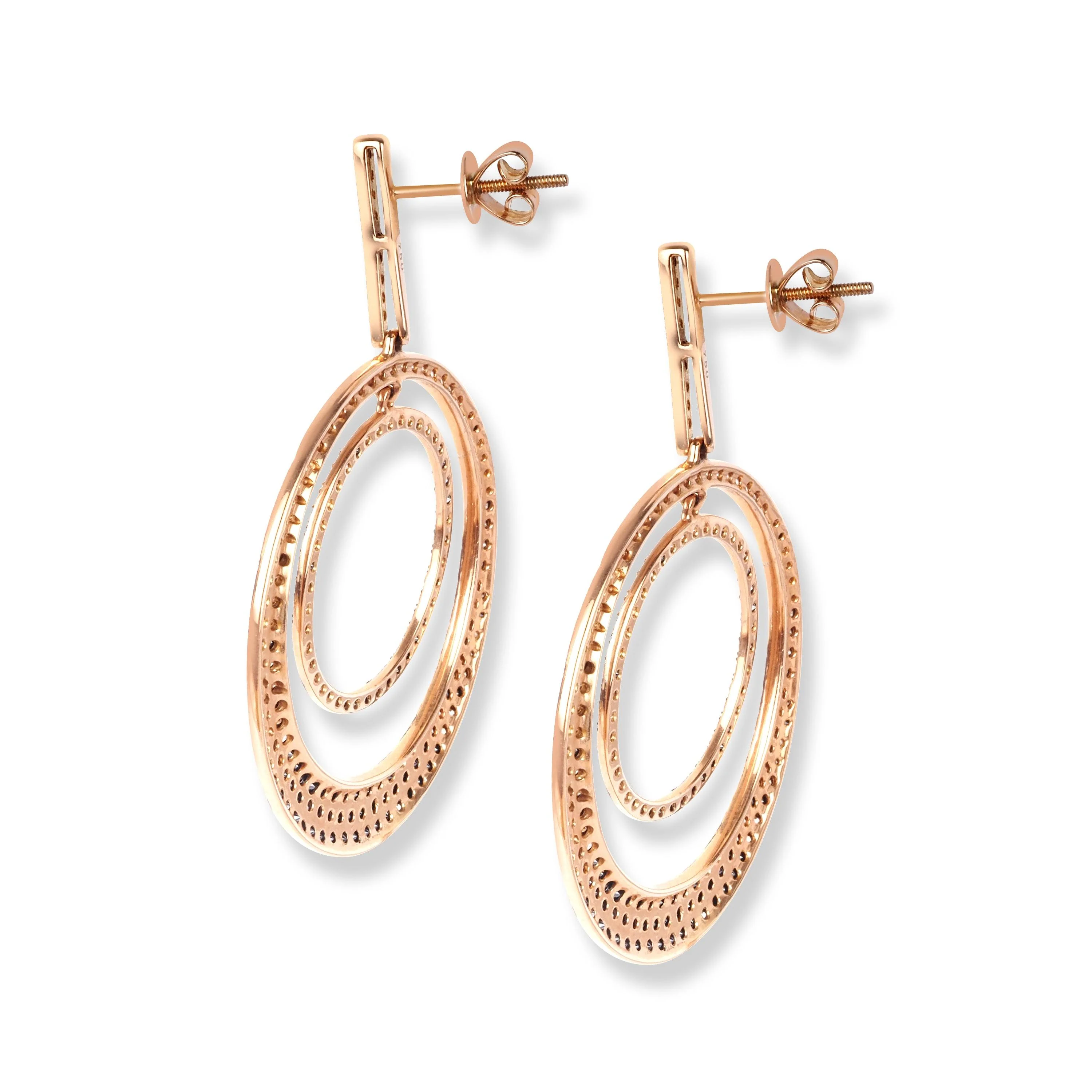 18ct Rose Gold Black, Brown & White Diamond Earrings HF04877EC-RBDB - Image 5