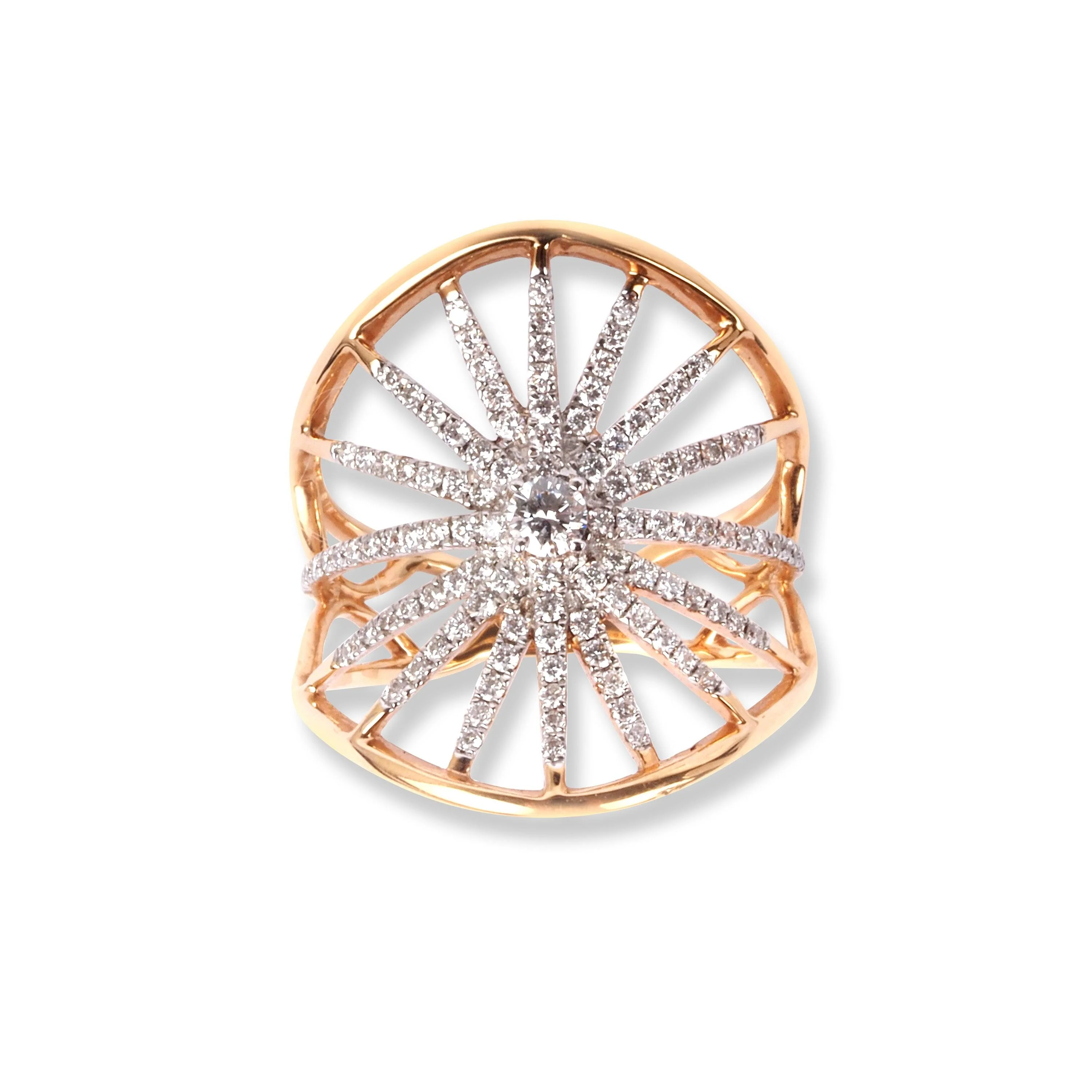 18ct Rose Gold Diamond Dress Ring | Size L½