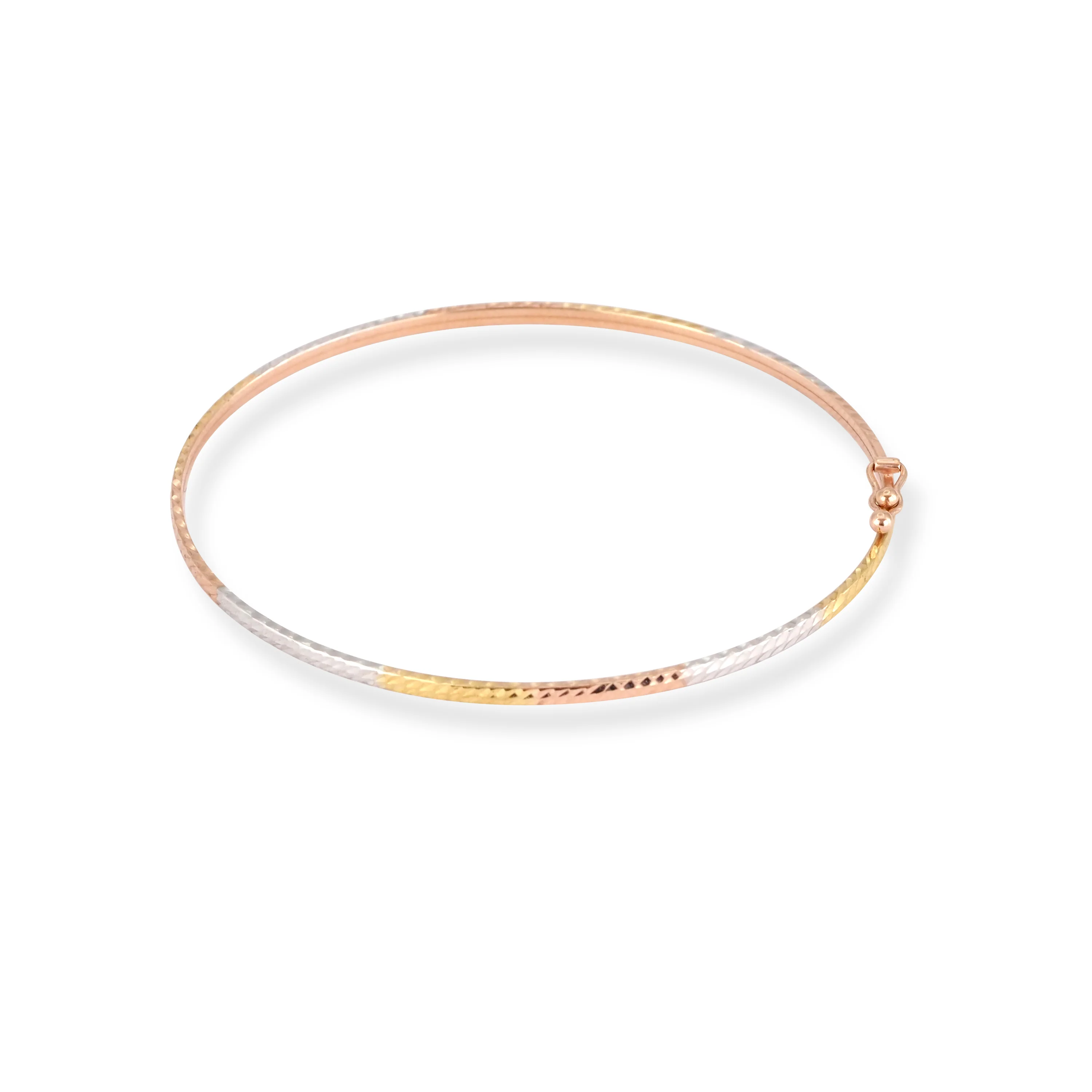 18ct Rose Gold Openable Bangle with Gold & Rhodium Detailing - Image 2
