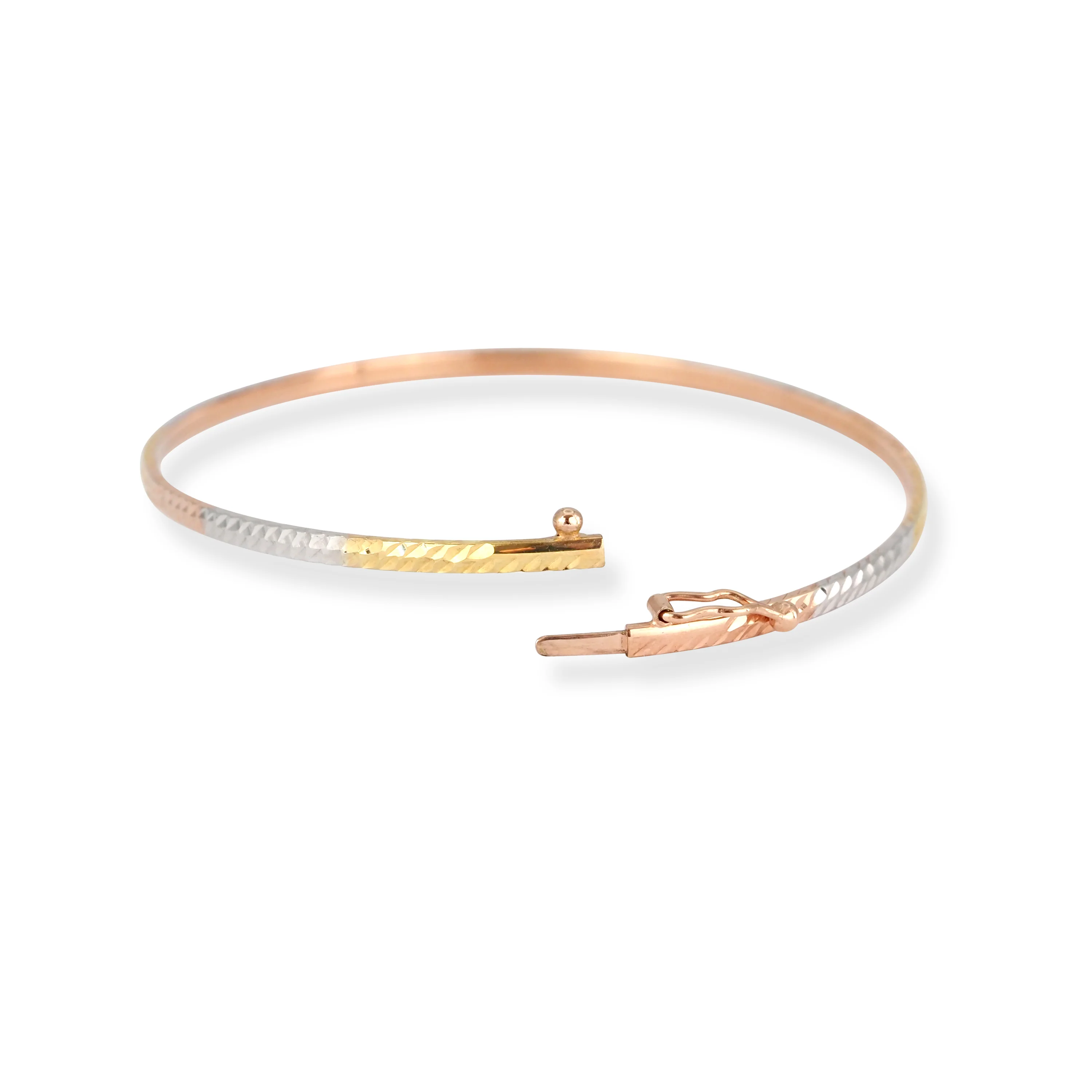 18ct Rose Gold Openable Bangle with Gold & Rhodium Detailing - Image 3