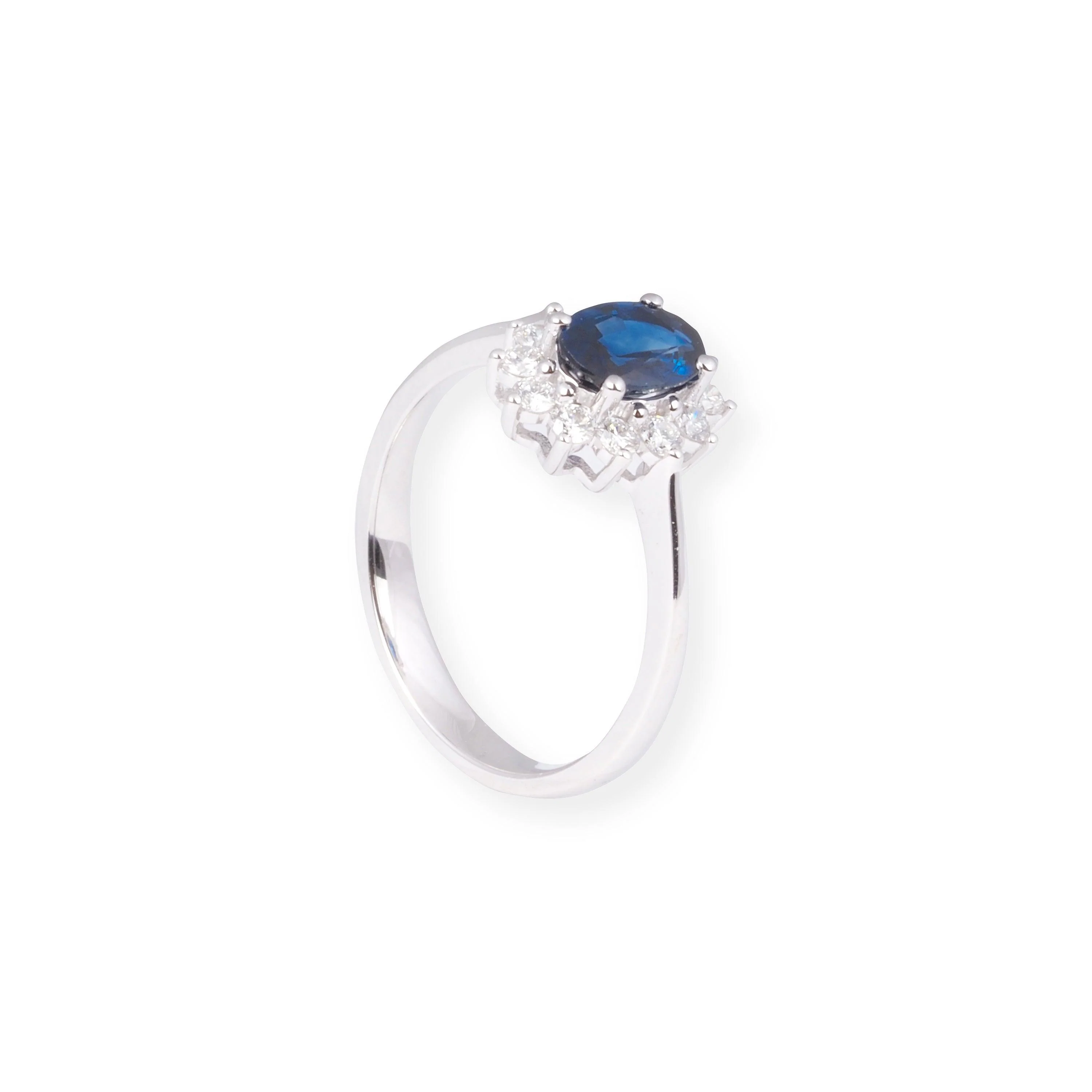 18ct White Gold And Blue Sapphire Dress Ring LR-7046 - Image 4