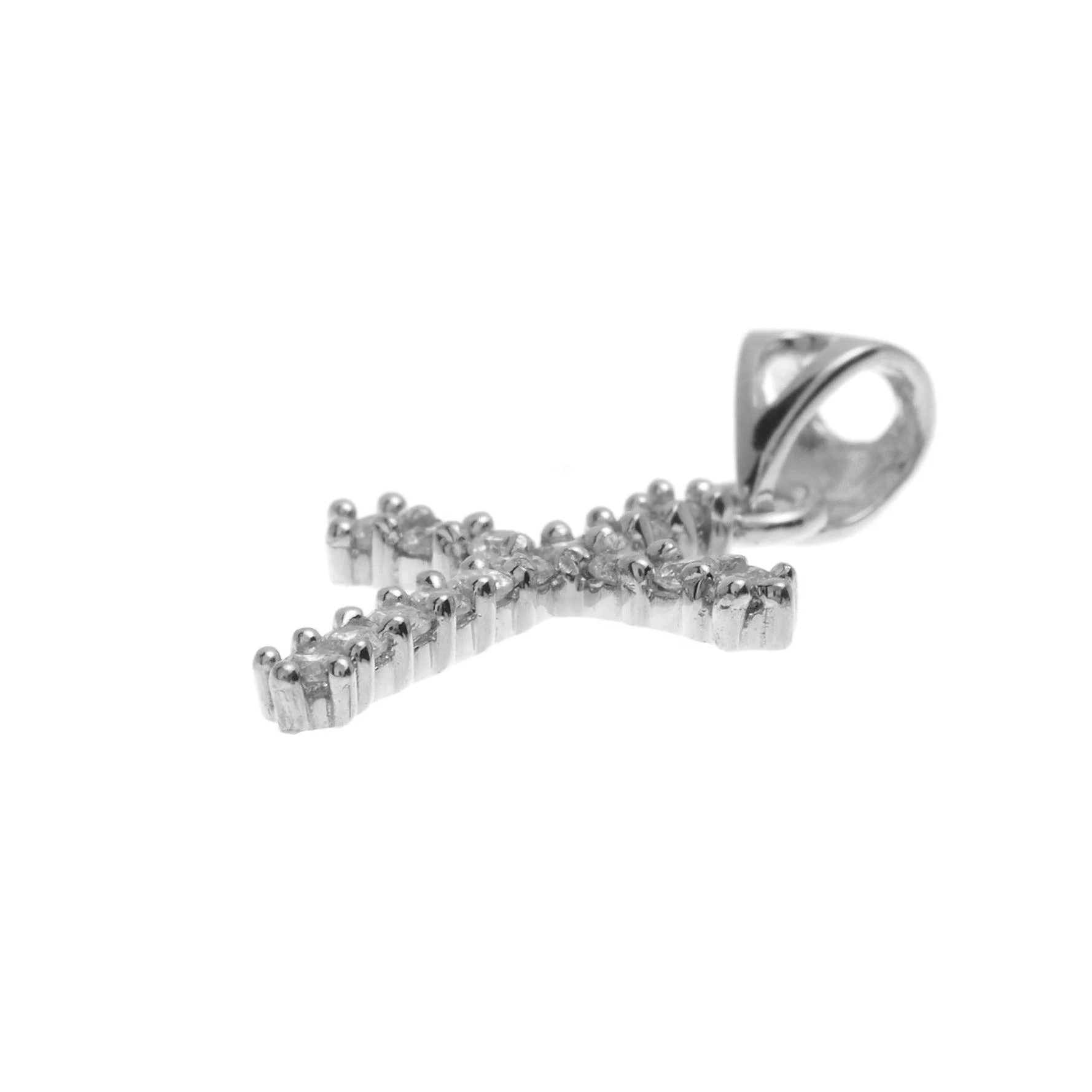 18ct White Gold Cross Pendant set with Swarovski Zirconias - Swarovski zirconia - Image 2