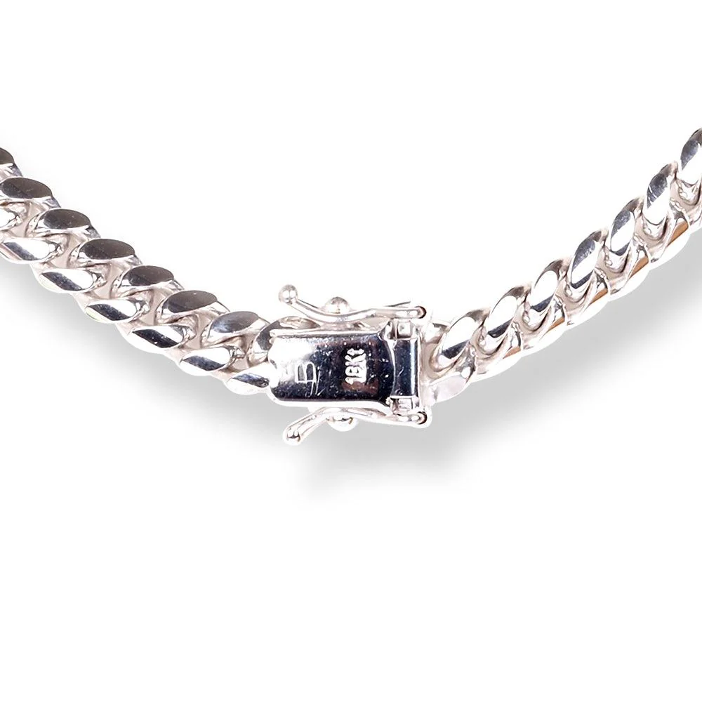 18ct White gold Cuban Link Chain with Open Box Clasp - Perfect Gift for Any Occasion - Image 6