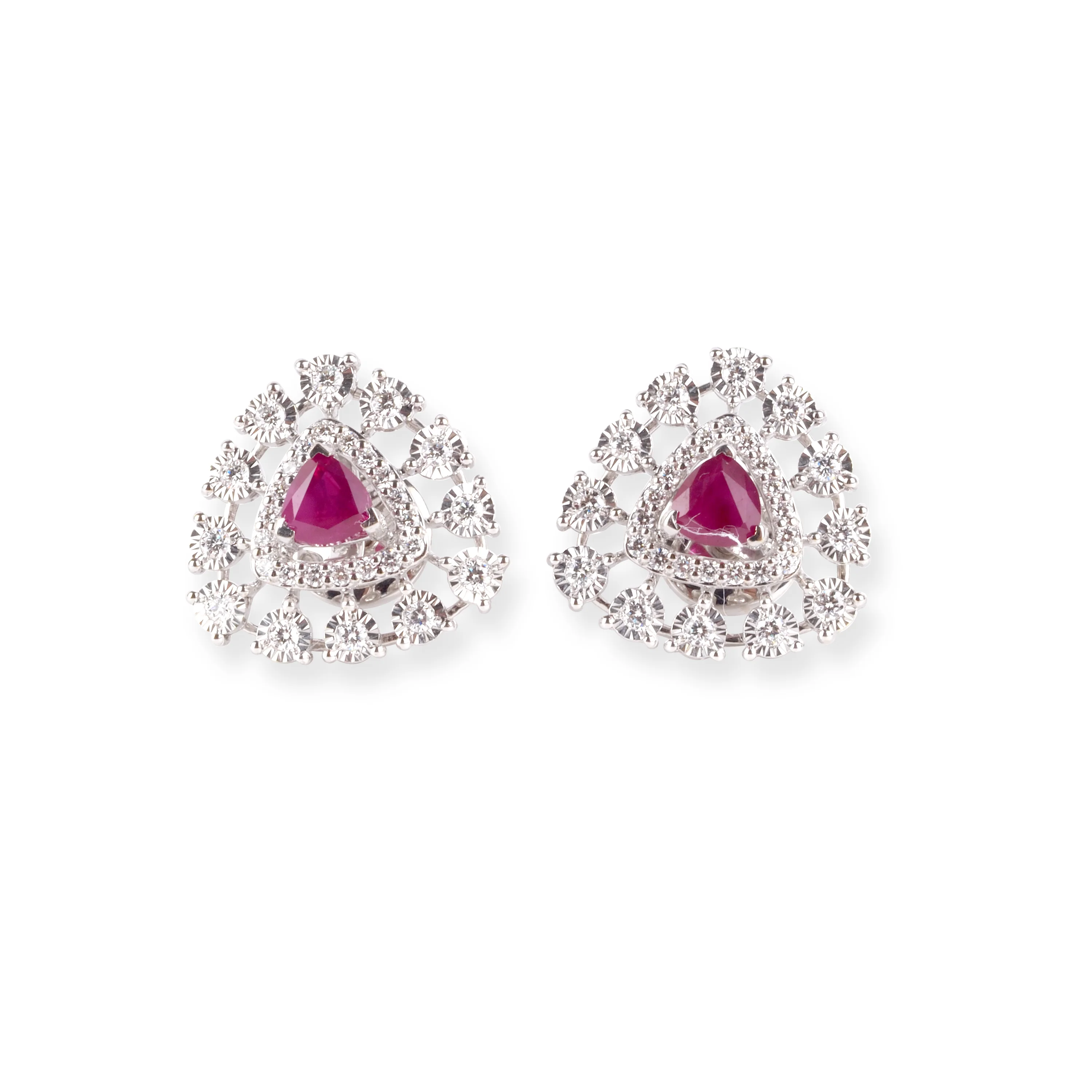 18ct White Gold Diamond and Ruby Pendant Suite - Image 2