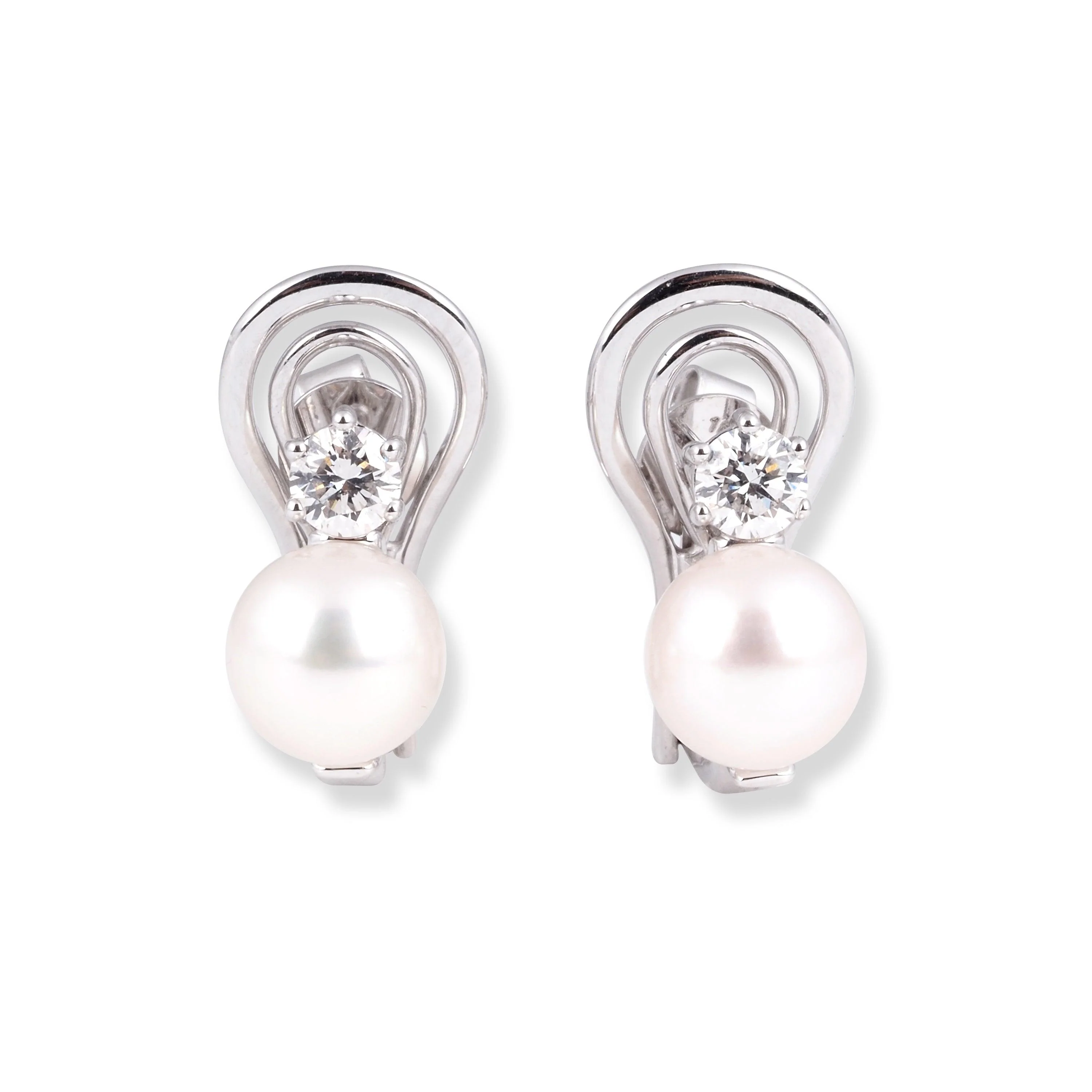 18ct White Gold Diamond and Cultured Pearl Earrings EC53549-2-W - Image 3