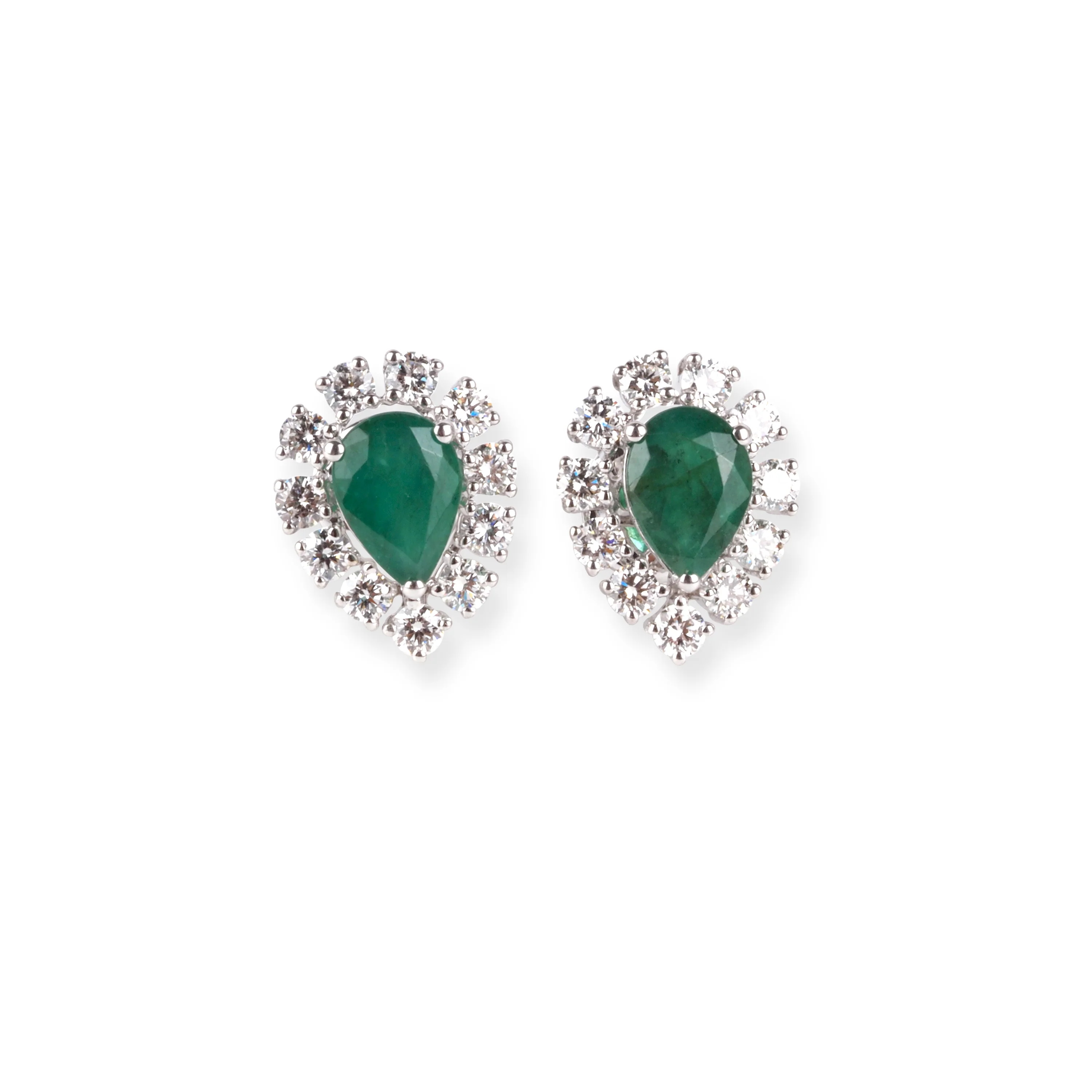 18ct White Gold with Diamond and Emerald Pendant Suite - Image 2