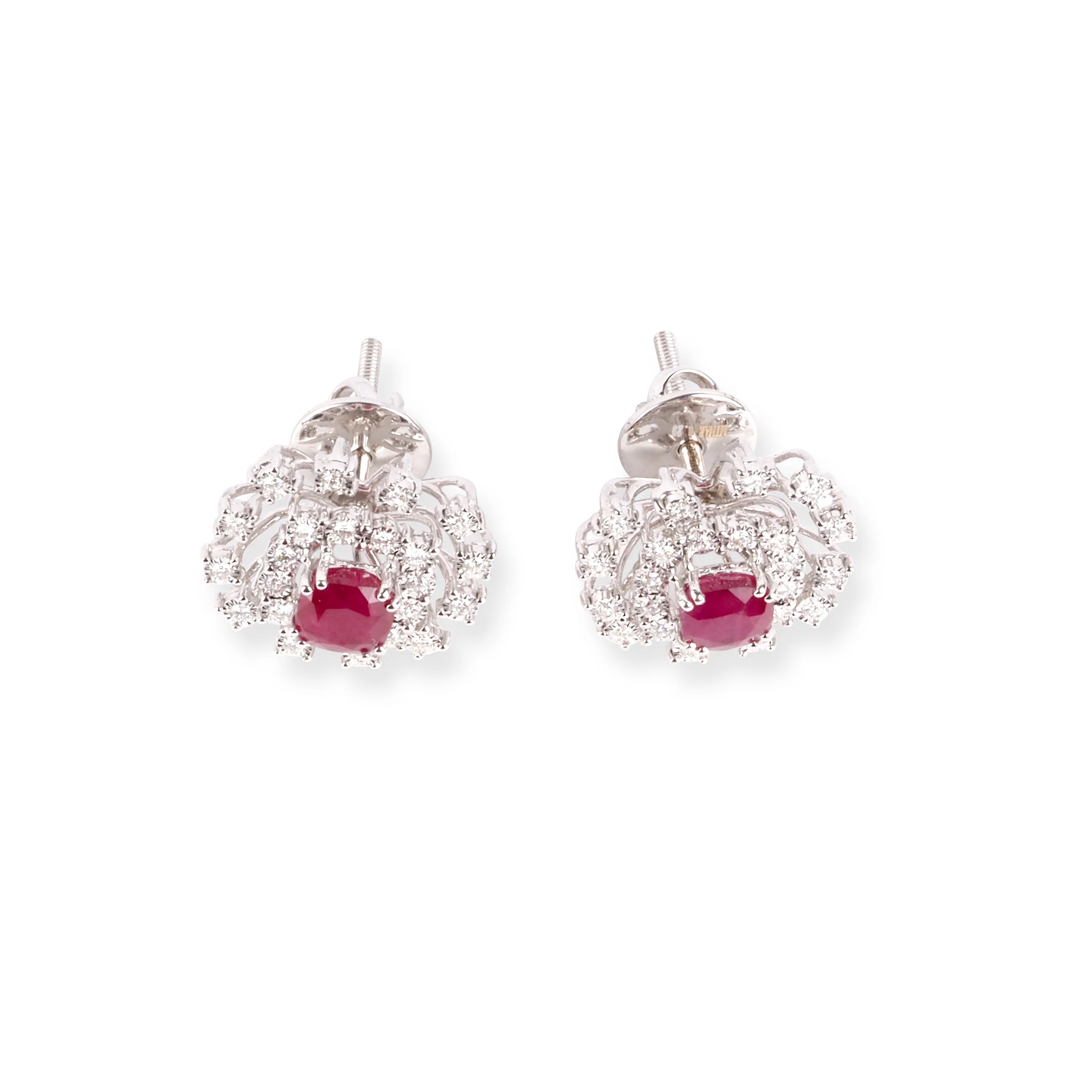 18ct White Gold Diamond and Ruby Pendant Suite - Image 5