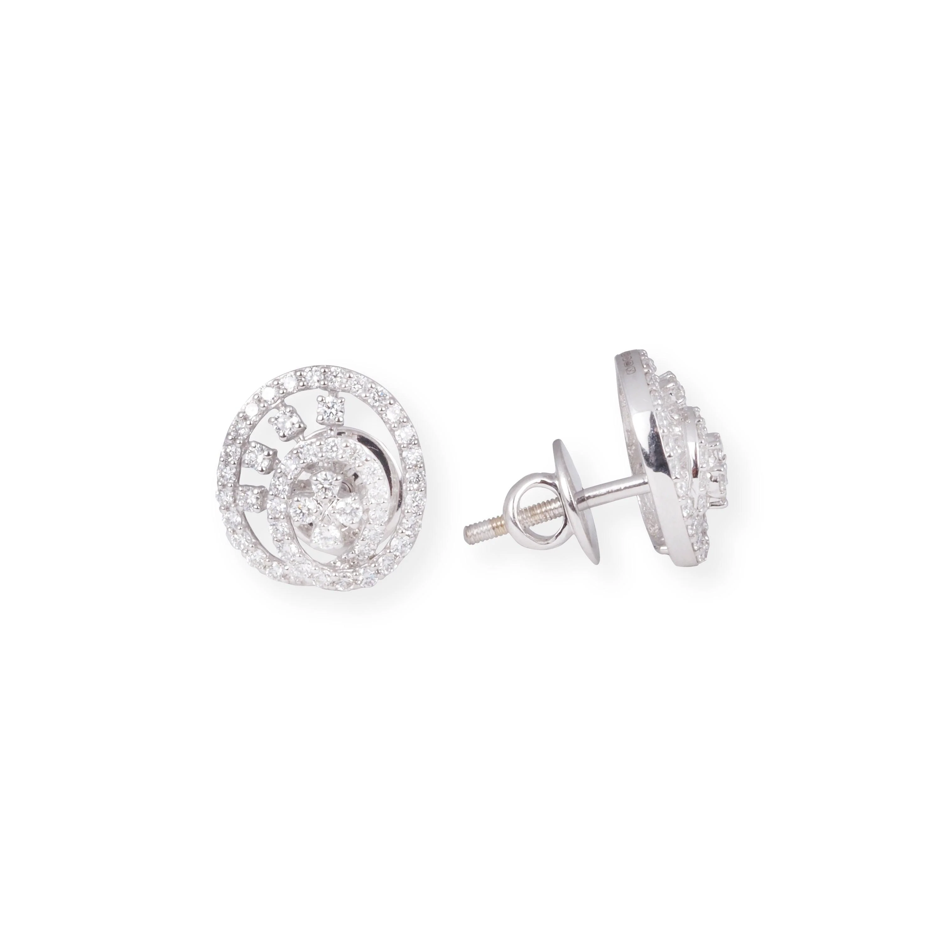 18ct White Gold Diamond Cluster Necklace and Earrings Set – Elegant Round Pendant Jewellery Suite - Image 5