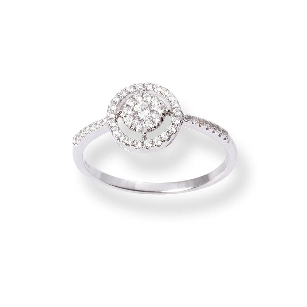 18ct White Gold Cluster Halo Diamond Ring | Size N½ - Image 2