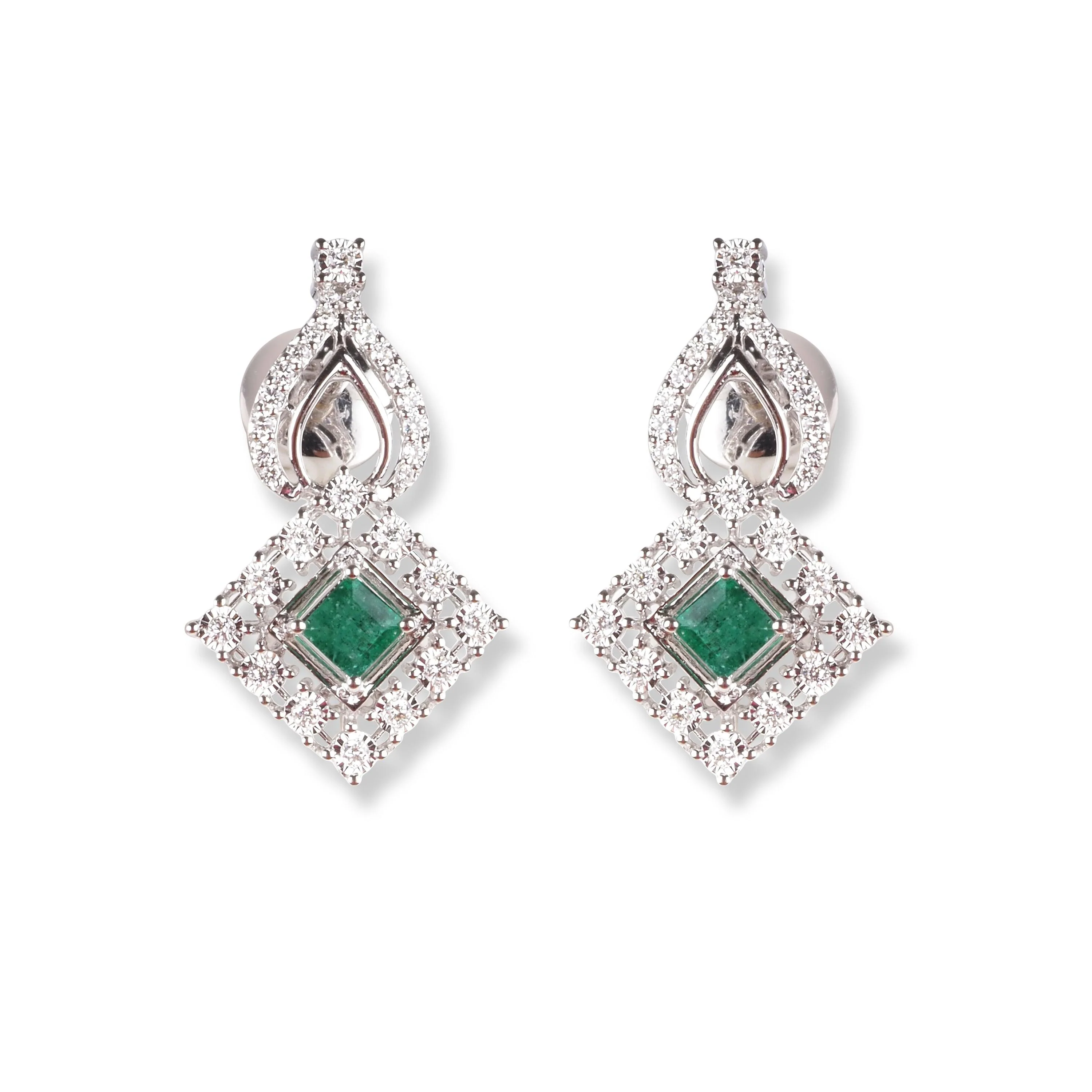 18ct White Gold Diamond & Emerald Set - Precious stone jewellery - Image 4