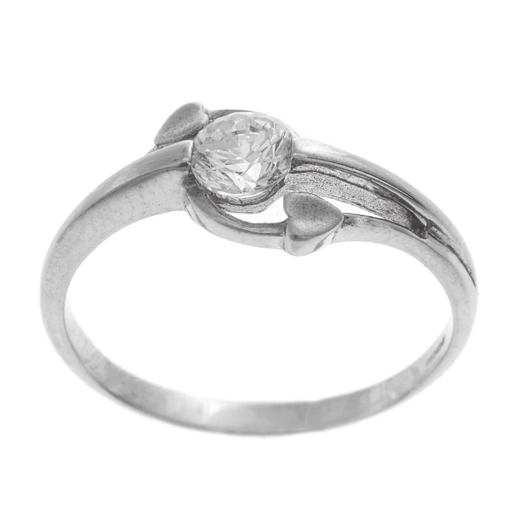 18ct White Gold Dress Ring set with a Cubic Zirconia stone LR-2371 - Image 3