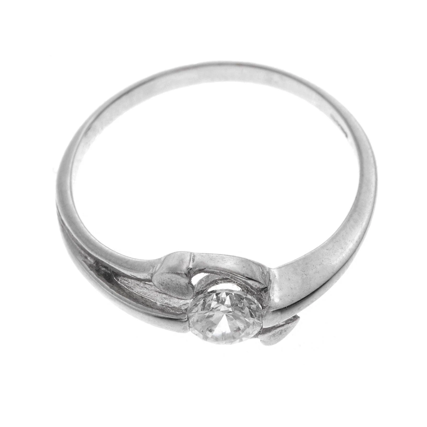 18ct White Gold Dress Ring set with a Cubic Zirconia stone LR-2371 - Image 4