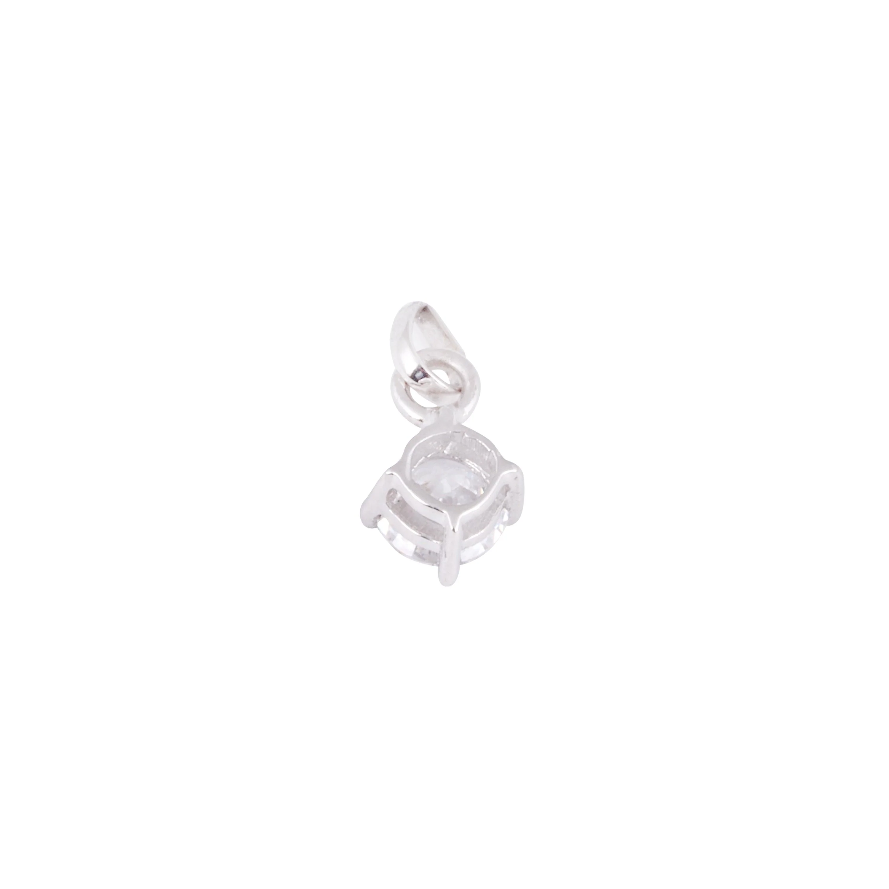 18ct White Gold Four Claw Cubic Zirconia Pendant P-7659 - Image 2