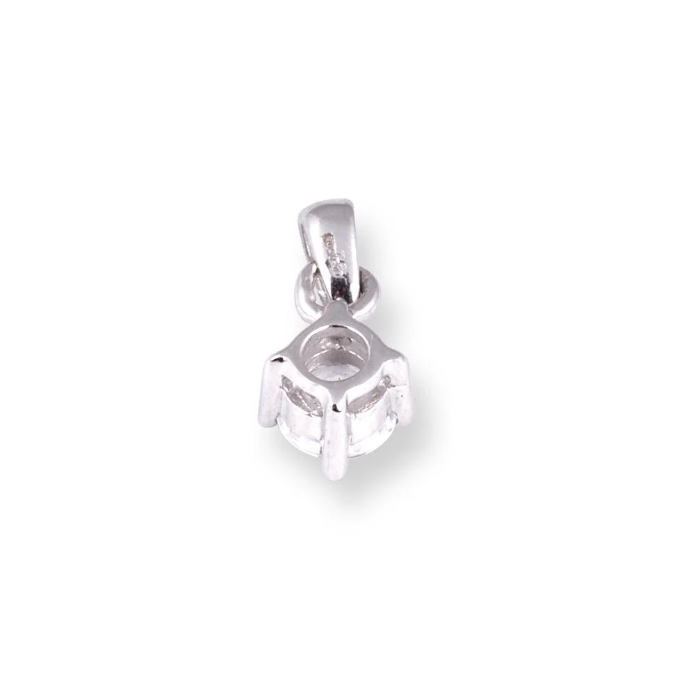 18ct White Gold Four Claw Cubic Zirconia Pendant P-7659 - Image 4