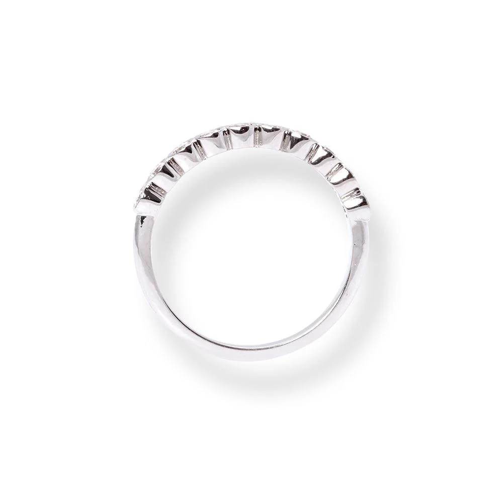 18ct White Gold Round Brilliant Cut Rub-over Set Half-Eternity Diamond Band LR-6714 - Image 4