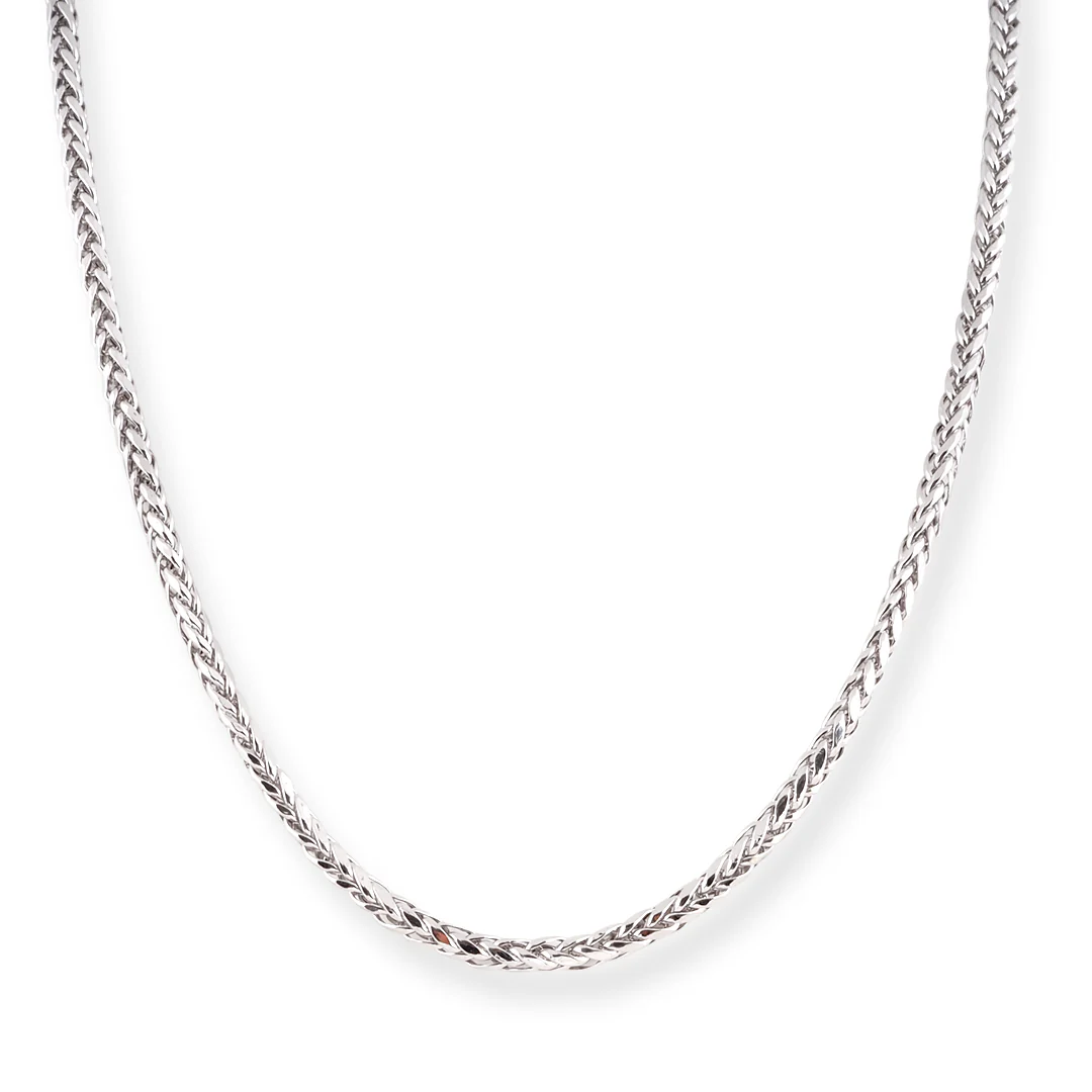 18ct White Gold Round Foxtail Chain with Lobster Clasp - Timeless Elegance & Durability