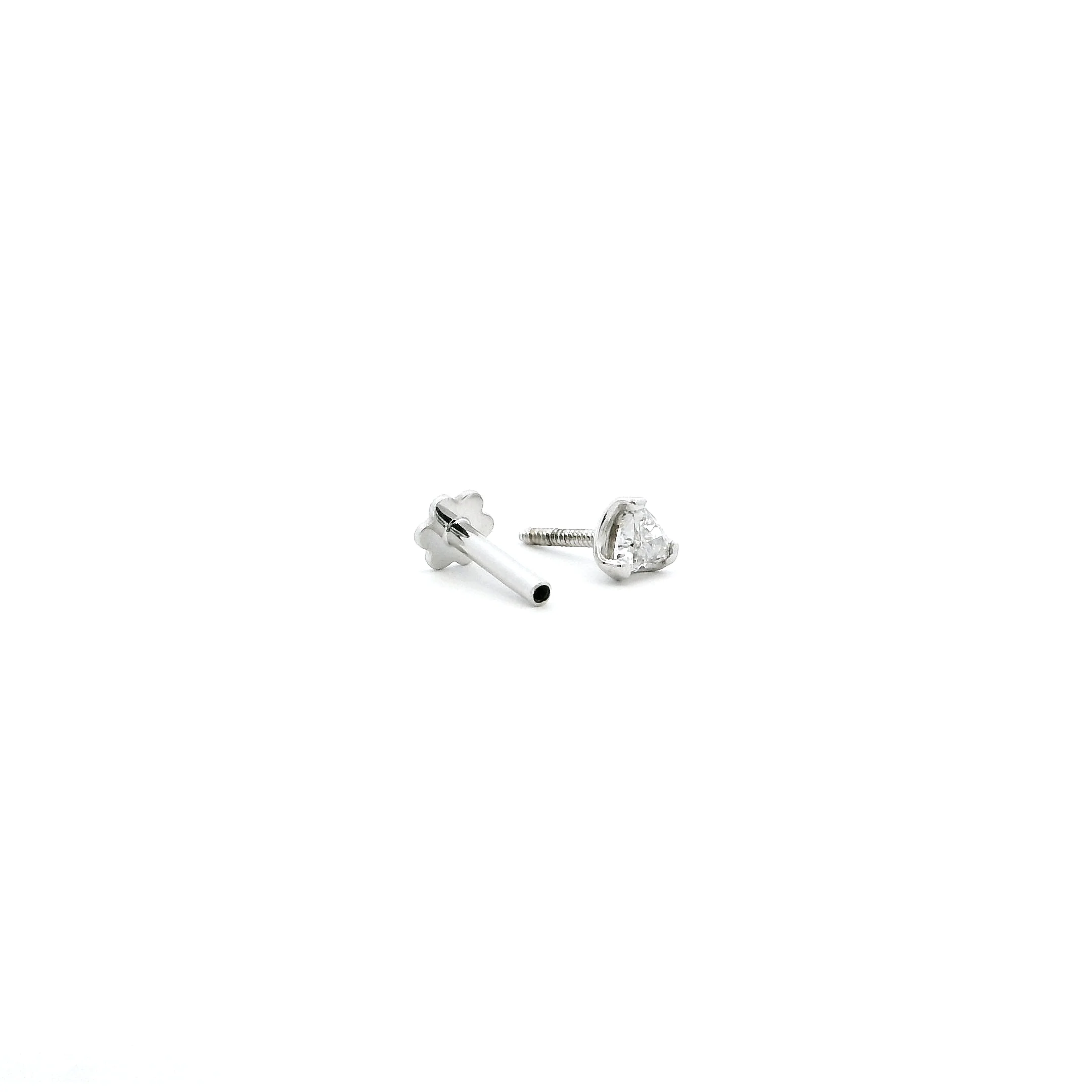 18ct White Gold Trillion-Shaped Diamond Screw Back Nose Stud - Image 3