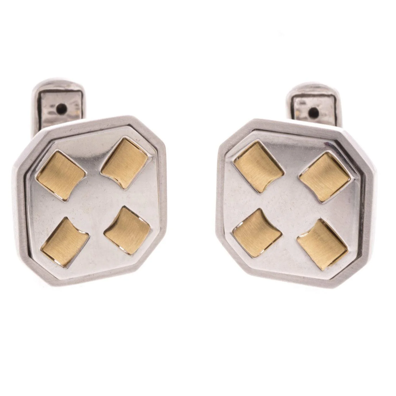 18ct White & Yellow Gold Men's Cufflinks CU-2538 - Image 3