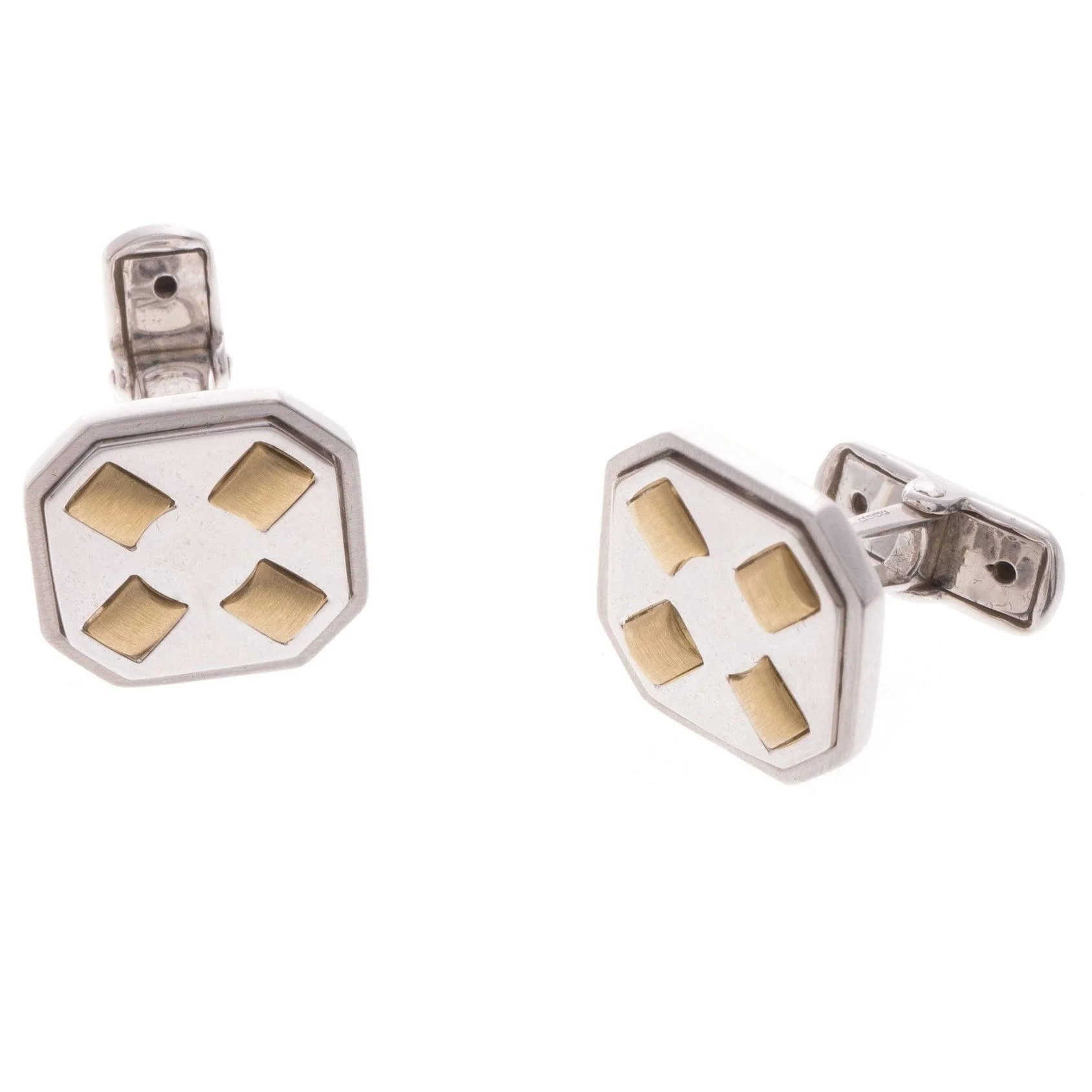 18ct White & Yellow Gold Men's Cufflinks CU-2538 - Image 4