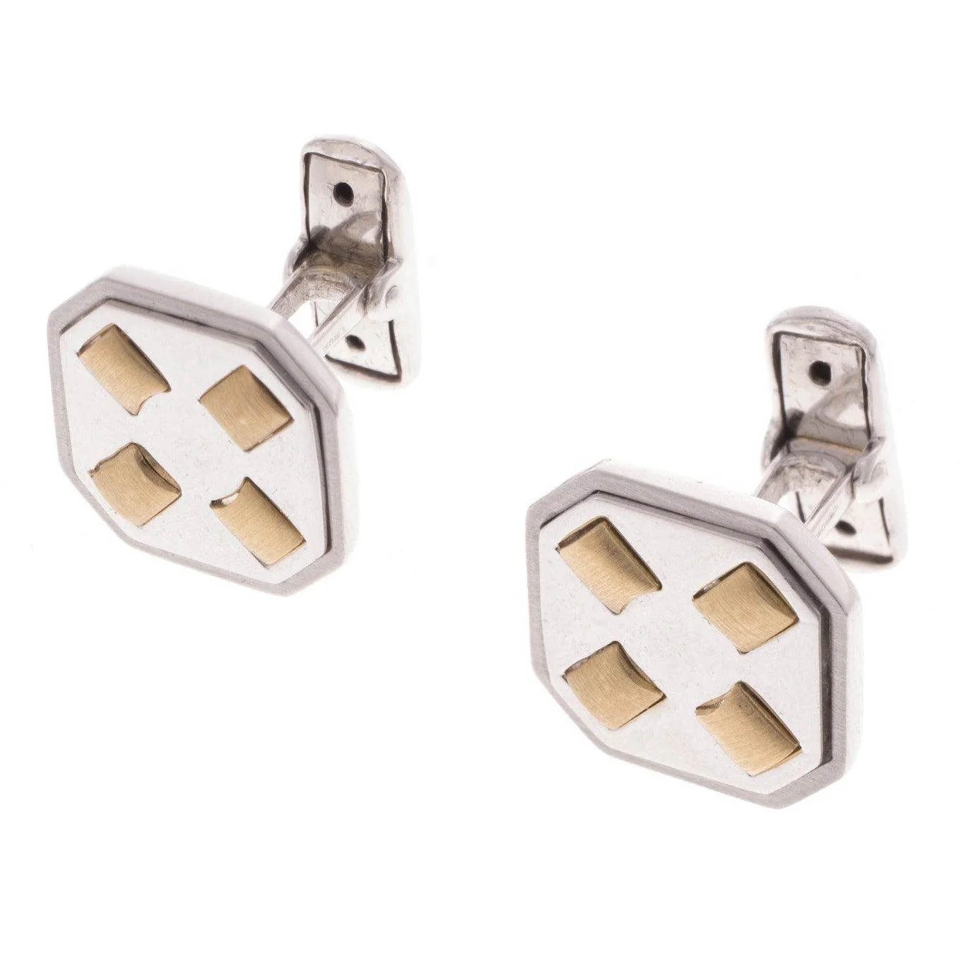18ct White & Yellow Gold Men's Cufflinks CU-2538 - Image 5