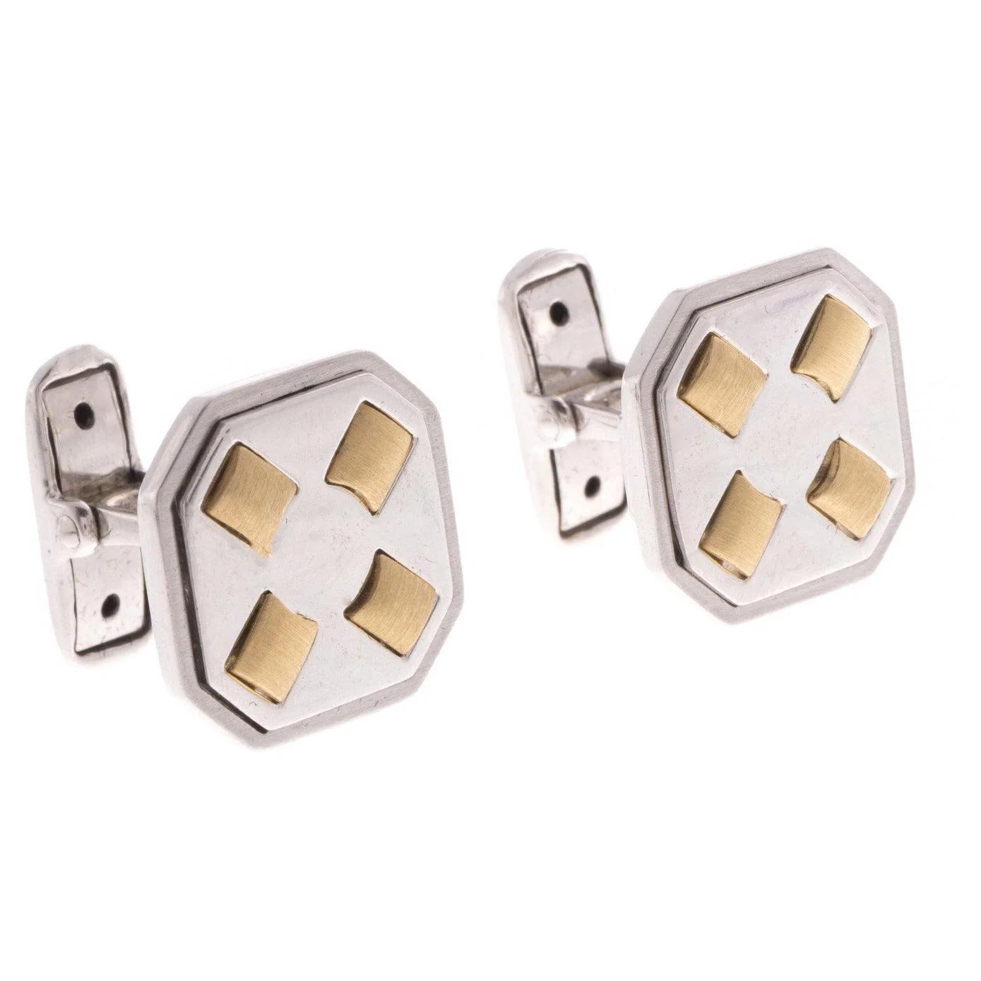 18ct White & Yellow Gold Men's Cufflinks CU-2538 - Image 6