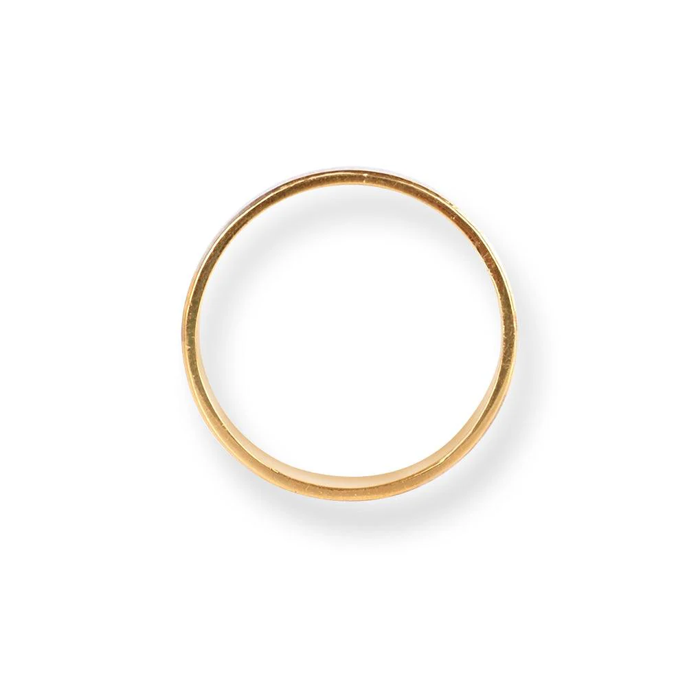 18ct White & Yellow Gold Wedding Band With Brush Finish & Polished Grooved Edges | Size L½ - Image 4