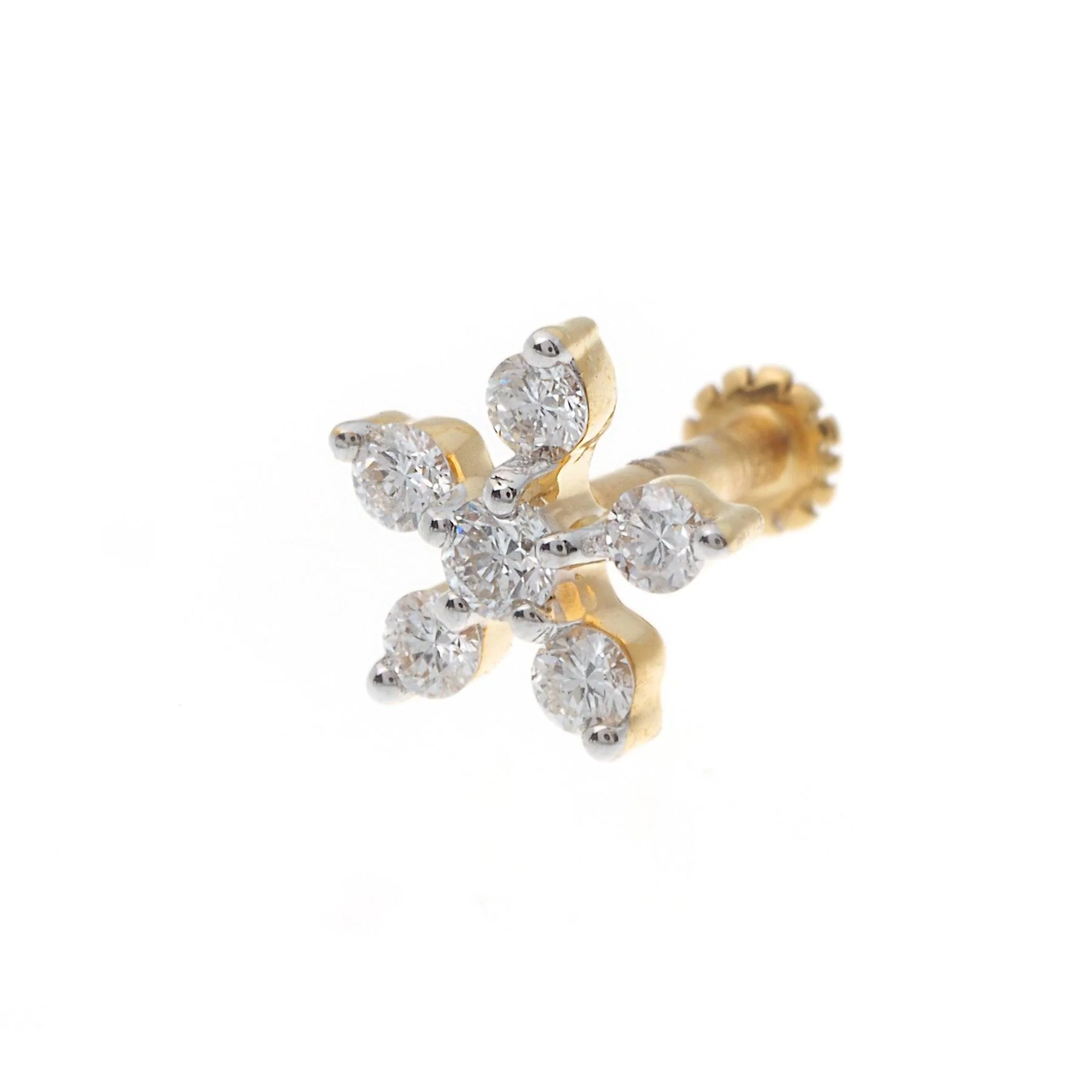18ct Gold Diamond Cluster Screw Back Nose Stud - Image 2