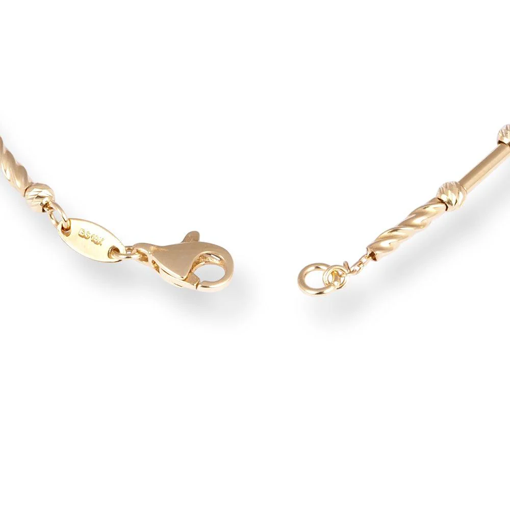 18ct Yellow Gold Bracelet with Twisted Design, Charms and Lobster Clasp - Elegant 18ct Gold Bracelet - Image 5